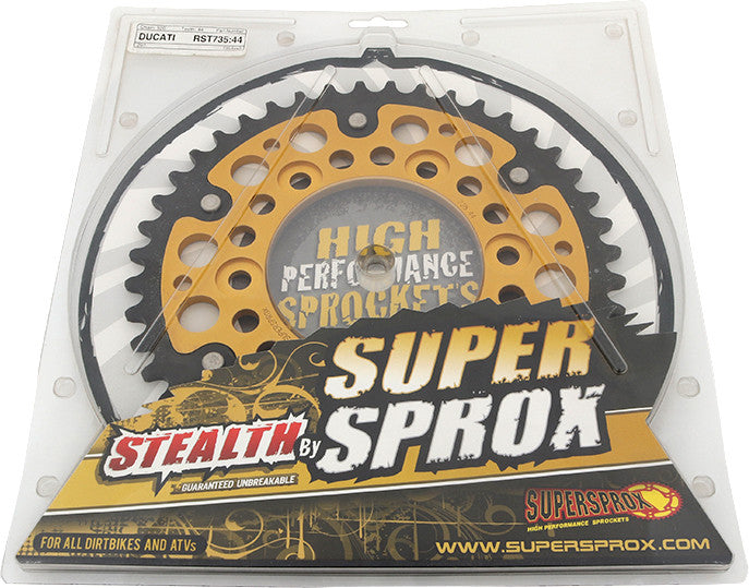 Supersprox Rear Stealth Sprocket Aluminum Steel 44T-520 GLD DUC - RST-735-44-GLD Ducati Motorcycles 1991-2014