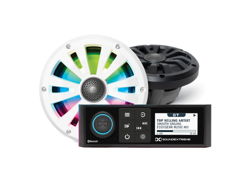 Ecoxgear 63-9253 SEI-MRN1DIN65 MARINE DIN RADIO LED CONTROLLER 2 6.5" SPEAKERS