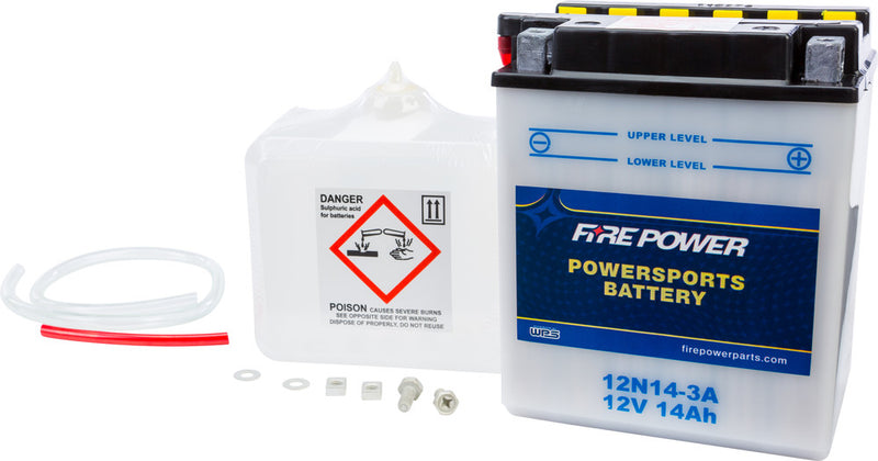 Fire Power Battery W Acid 12V - 12N14-3A Kawasaki 900 1972-1975