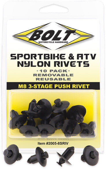 Bolt 020-00121 2005-8SRIV M8 THREE STAGE PUSH RIVET KIT 10/PK
