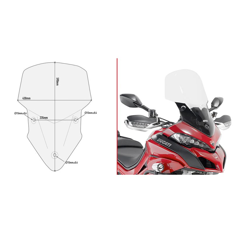 Givi Windshield Specific Clear DUC - D7406ST Ducati Multistrada 2015-2021