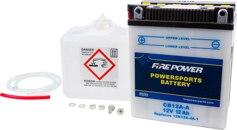 Fire Power Battery W Acid 12V Heavy Duty - CB12A-A For Kawasaki Motorcycles 1978-1997 | Honda Motorcycles 1978-1988 | Yamaha Motorcycles 1980-1990