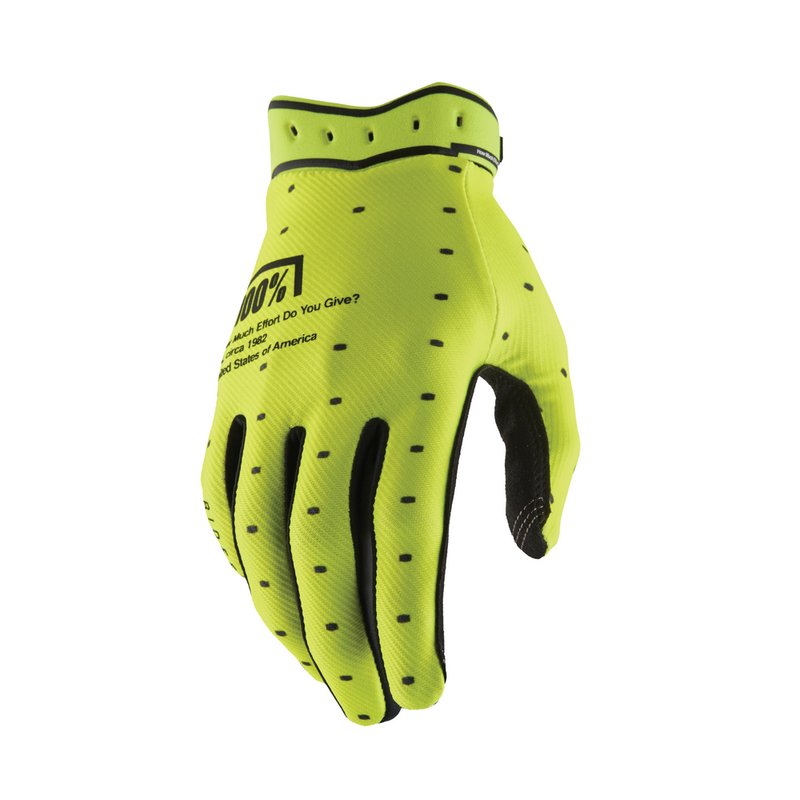 100% 610-6343L 10046-00008 RIDEFIT GLOVES FLO YELLOW LG