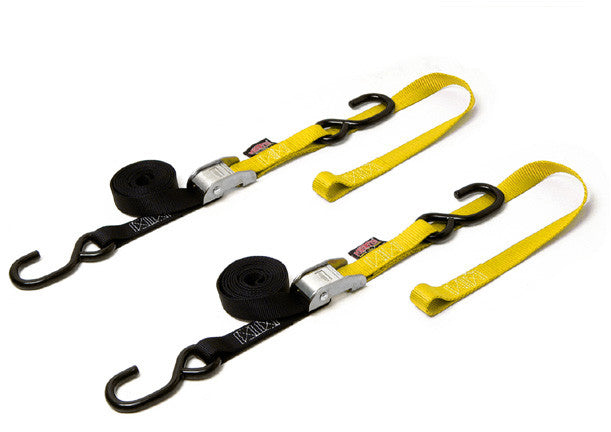Powertye TIE-Down CAM S-Hook Soft-TYE 1"X6' Black Yellow Pair - 23628