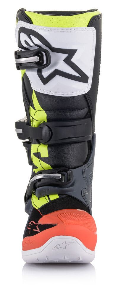 Alpinestars 482-261504 2015017-9058-4 TECH 7S BOOTS DARK GREY/ RED FLUO/YELLOW FLUO SZ 04