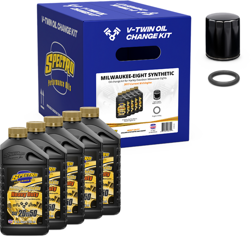 Spectro V-Twin Engine OIL CHG Kit M8 Synthetic - 311887 For Harley Motorcycles 2017-2026 | Arctic Cat Powder Special 600 2000