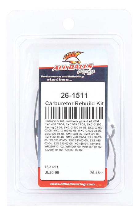 All Balls 226-1511 26-1511 Keihin FCR Mid Body Gasket Kit - SpazCycle