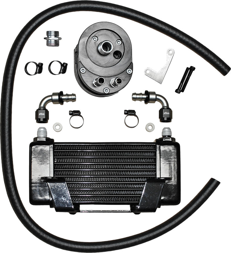 Jagg Lowmount 10-ROW OIL Cooler Black - 750-2000 For Harley Touring 2009-2015