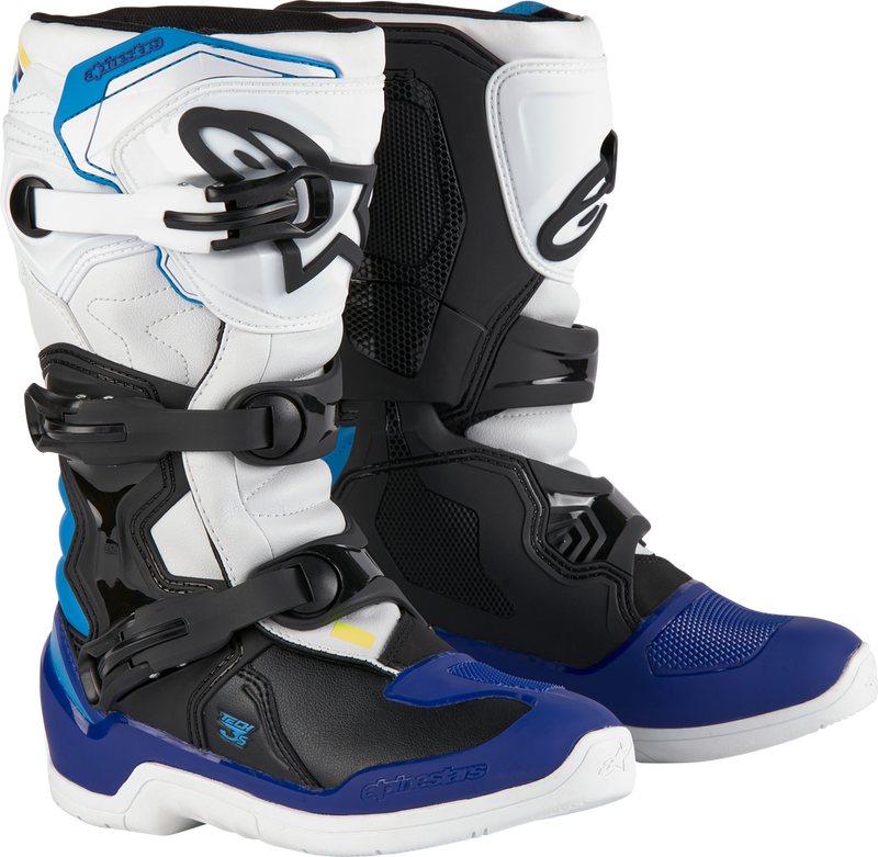 Alpinestars 482-47805 2014024-2179-5 TECH 3S YOUTH BOOTS WHT/BLK/ENAMEL BLUE SZ 5