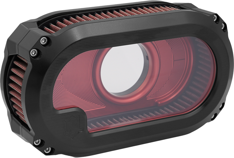 Kens Factory NL TC Air Cleaner W Glass Black W RED - NXT-03BR For Harley Touring 2008-2016