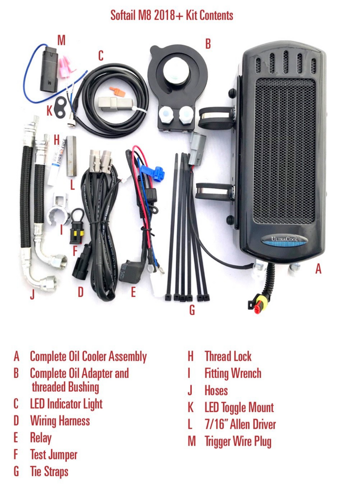 Ultracool Side Mount OIL Cooler M8 Softail ` Gloss Black - SMS8-1G For Harley Softail 2018-2023