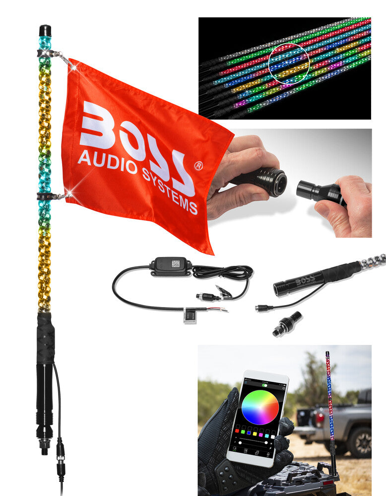 Boss Audio 63-8093 XP2 2' RGB LED WHIP W/ BLUETOOTH CONTROLLER