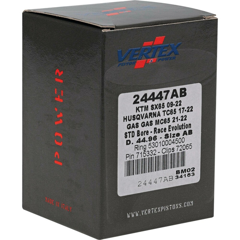 Vertex Piston Kit Cast Race Evolution 44.96/Standard KTM Husqvarna GAS - 24447AB For Husqvarna TC 65 2017-2024 | KTM SX 65 2009-2024