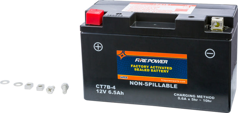 Fire Power Battery Sealed Factory Activated - CT7B-4 For Ducati Motorcycles 2012-2017 | Kawasaki 400 / KLX400R / KLX400SR 2003