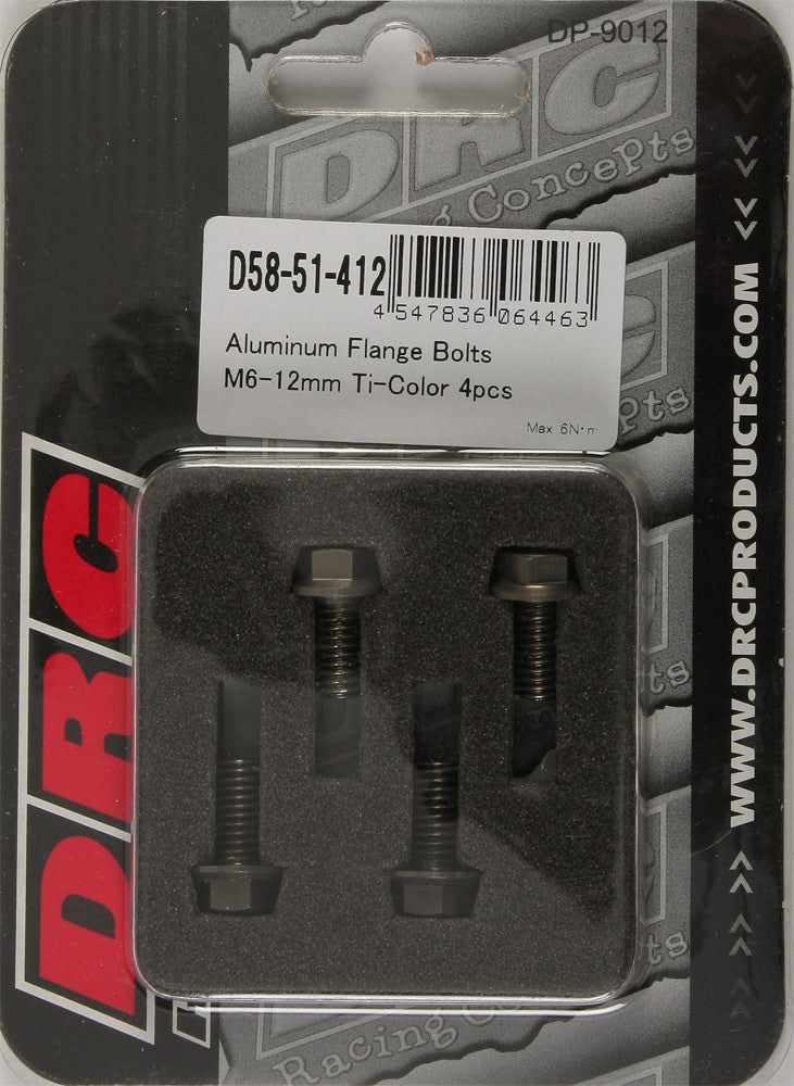 Drc 634-8312T D58-51-412 ALUMINUM FLANGE BOLTS TITANIUM M6X12MM 4/PK