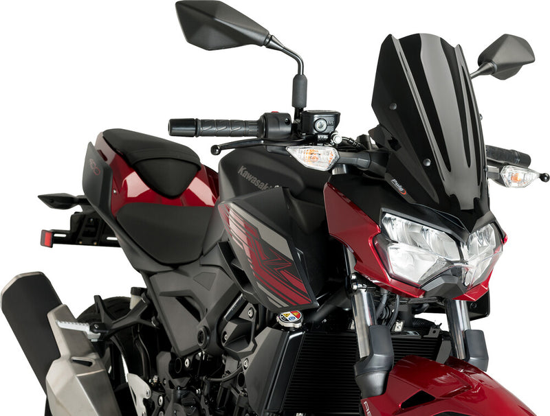 Puig Hi-Tech Parts Windscreen Naked NEW GEN Sport Black - 3548N Kawasaki 400 2019-2023