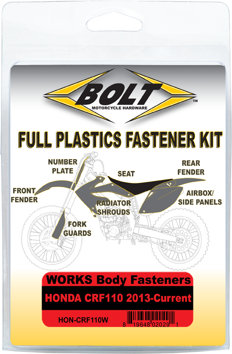 Bolt Body Work Fastener Kit - HON-CRF110W Honda CRF110F 2013-2025