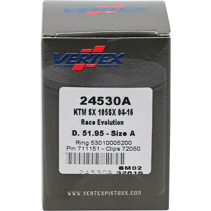 Vertex Piston Kit Cast Race Evolution 51.95/Stroker - 24530A KTM SX 105 2004-2011