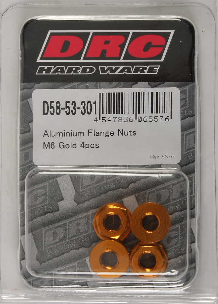 Drc 634-8306G D58-53-301 ALUMINUM FLANGE NUTS GOLD M6X12MM 4/PK