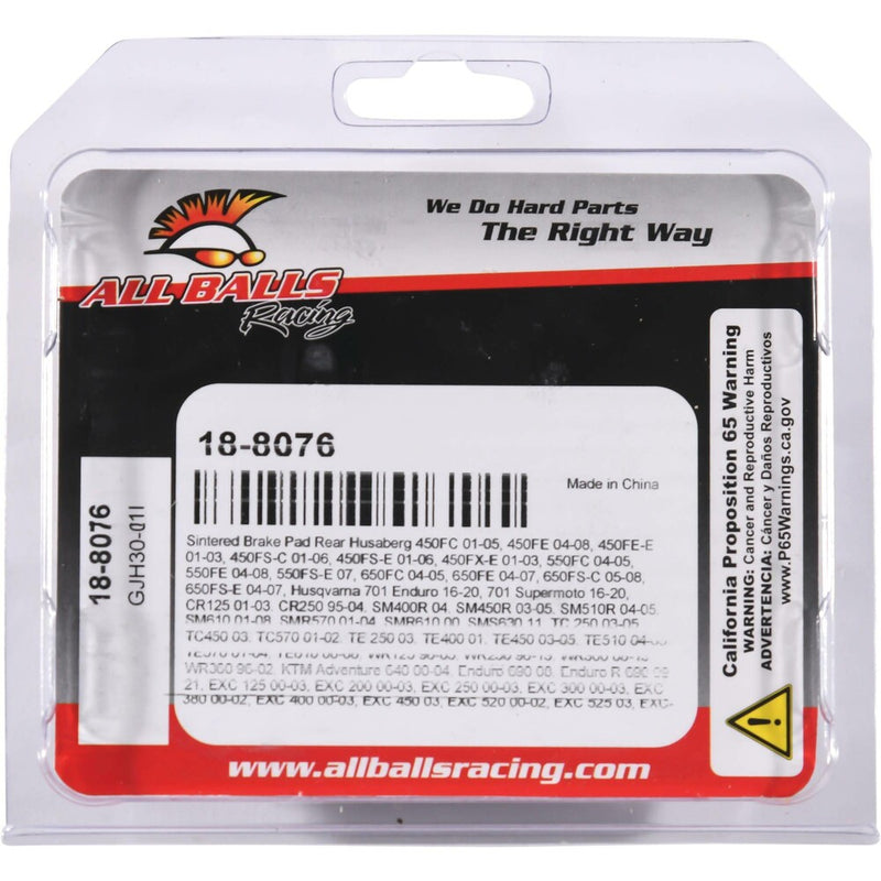 All Balls Brake PAD Kit Sintered - 18-8076 Husaberg Dirt Bikes 2001-2008