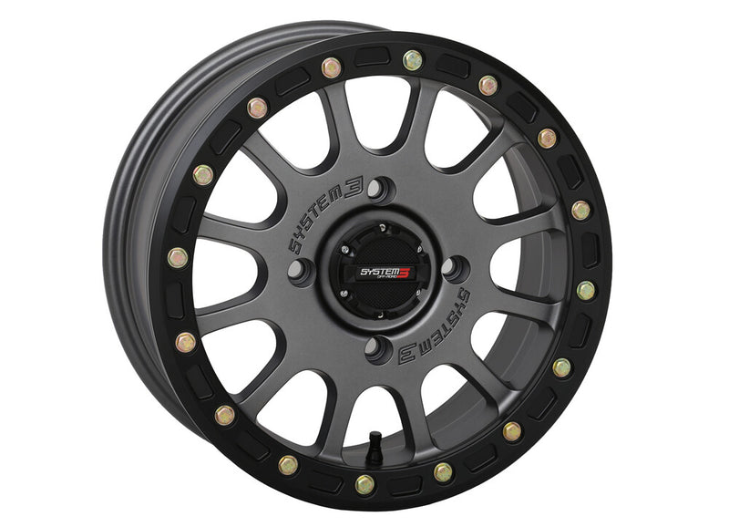 System 3 SB5 BL Wheel 15X7 5+2 (+38MM) 4/156 Matte Gunmetal Grey - 15S3-5656 Kawasaki UTVs 2015-2023