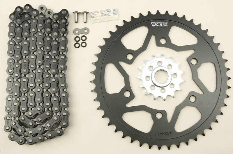 Vortex 3-CK6316 CK6316 SPROCKET/CHAIN KIT STL/STL 15/47T SIL SX3 520-114L BLK