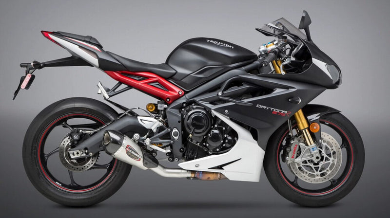 Yoshimura Exhaust Street Alpha-T Slip-ON SS-SS-CF Works - 19675BP520 Triumph Daytona 675 2013-2017