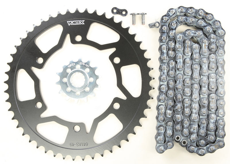 Vortex Sprocket Chain Kit Steel Steel 14/49T SIL SX3 520-108L Black - CK6266 Yamaha YZF 600 1994-2007