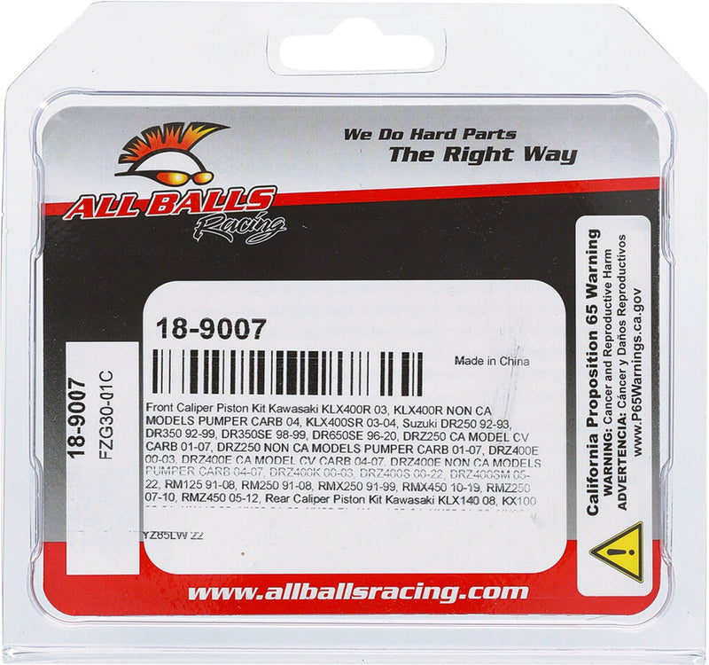 All Balls Brake Caliper Piston Kit - 18-9007 For Kawasaki Dirt Bikes 1991-2023 | Yamaha YZ 80 / YZ 85 1993-2023 | Suzuki RM 100 2003