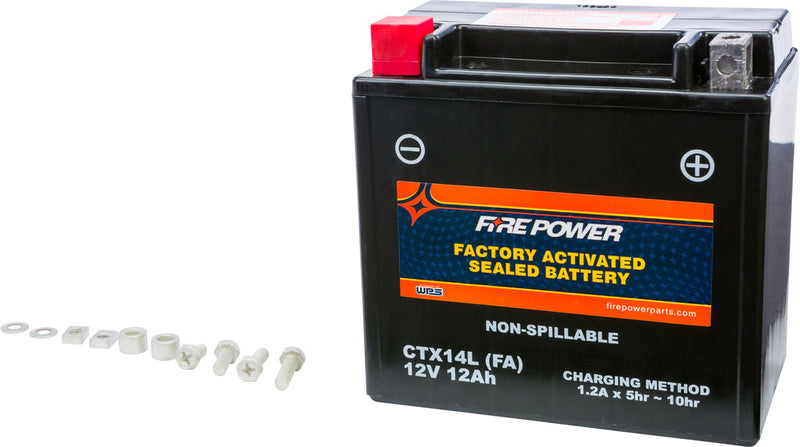 Fire Power Battery CTX14L Sealed Factory Activated - CTX14L-BS(FA) For Harley Sportster 2004-2018 | Buell 1125 2008-2010