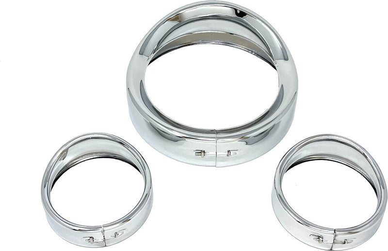 Letric Lighting Co 850-09202 LLC-7HPB-CK 7" SHOW CHROME HEAD/PASS LIGHTS FRENCHED VISOR KIT