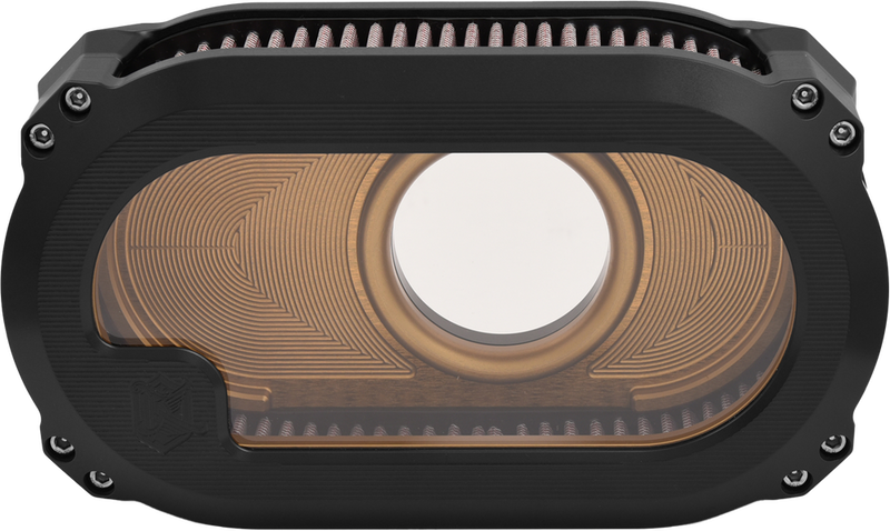 Kens Factory NL M8 Air Cleaner W Glass Black W Gold - NXT-01BG For Harley Softail 2018-2023