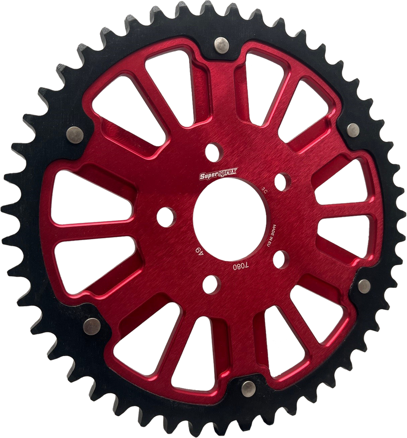 Supersprox 106-708251R RST-7080:51-RED STEALTH 51T REAR SPROCKET RED ALUM CAR BLK STEEL TEETH