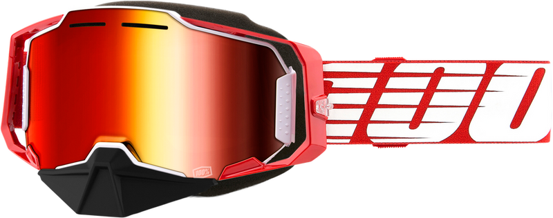100% 610-5426 50008-10010 ARMEGA SNOWMOBILE GOGGLE RED W/ RED MIRROR LENS