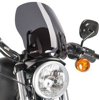 Puig Hi-Tech Parts Windscreen Naked NEW GEN Dark Smoke ` (EX 48) - 9283F For Harley Sportster 2004-2020