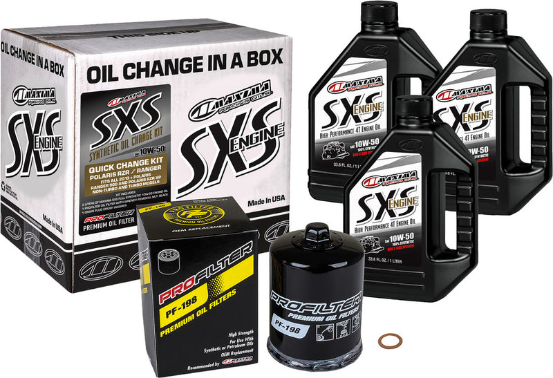 Maxima Racing Oil SXS Quick Change Kit 10W50 With Black OIL Filter - 90-219013 Polaris UTVs 2013-2019