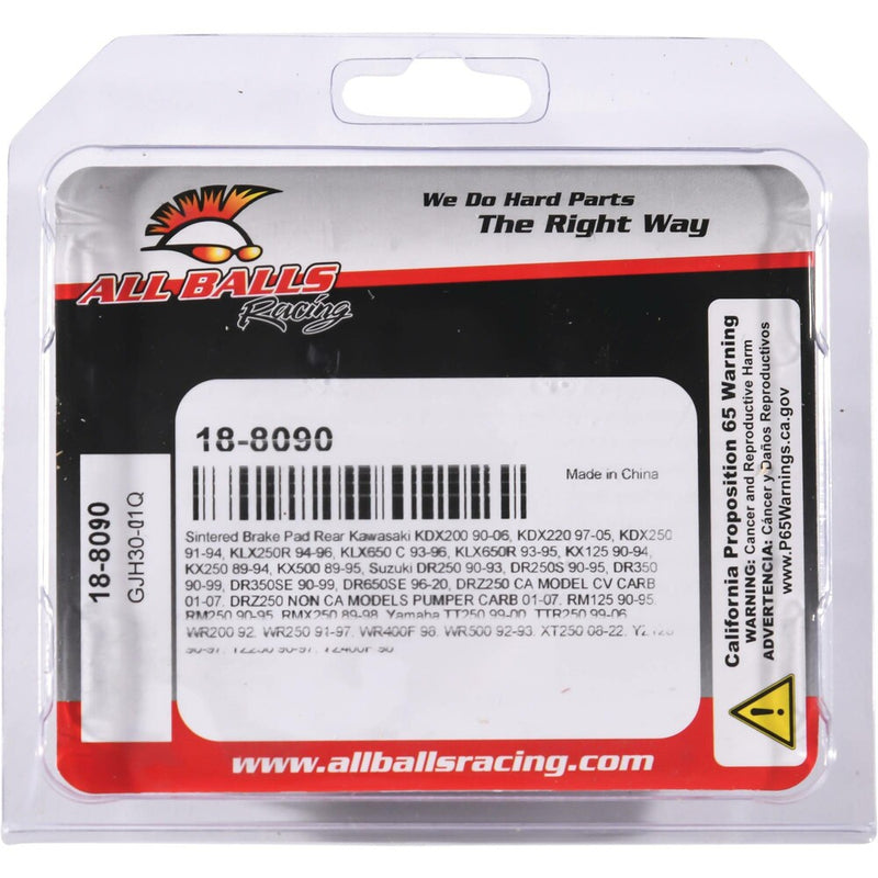 All Balls Brake PAD Kit Sintered - 18-8090 Kawasaki Dirt Bikes 1989-2006