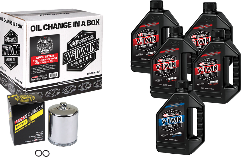 Maxima Racing Oil V-Twin SYN OIL Change Kit XL Chrome Filer - 90-119015PC