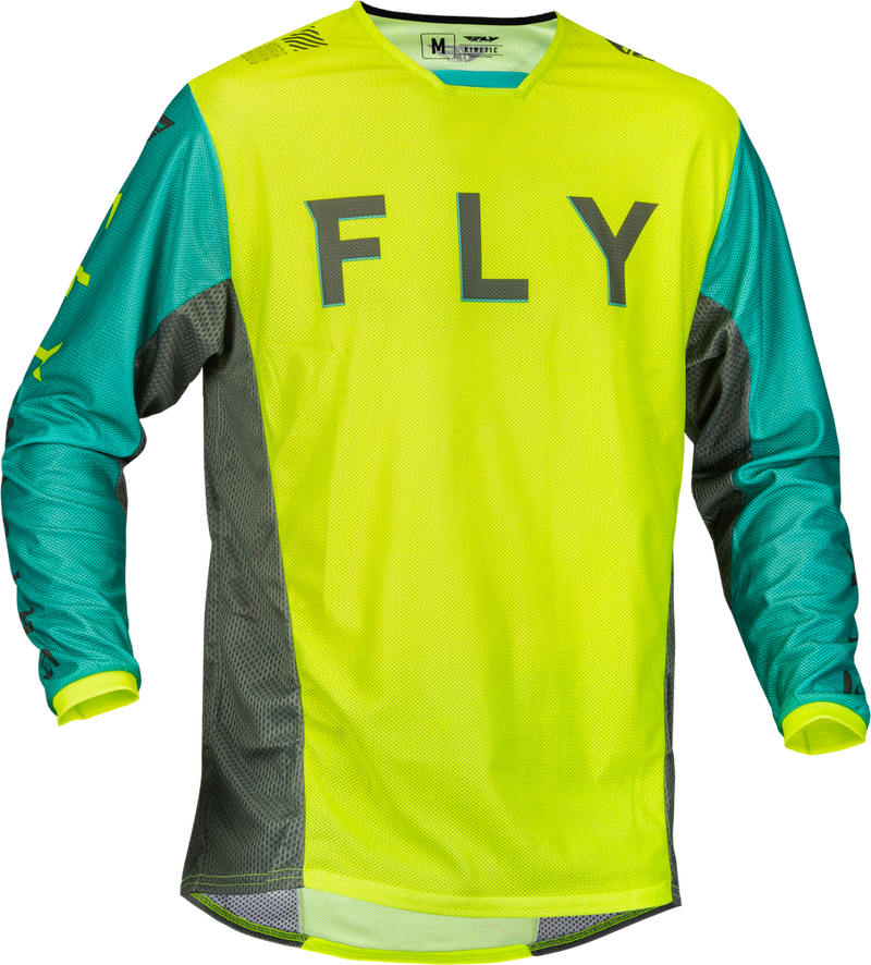 Fly Racing Kinetic Mesh Kore Jersey HI-VIS Teal Grey SM
