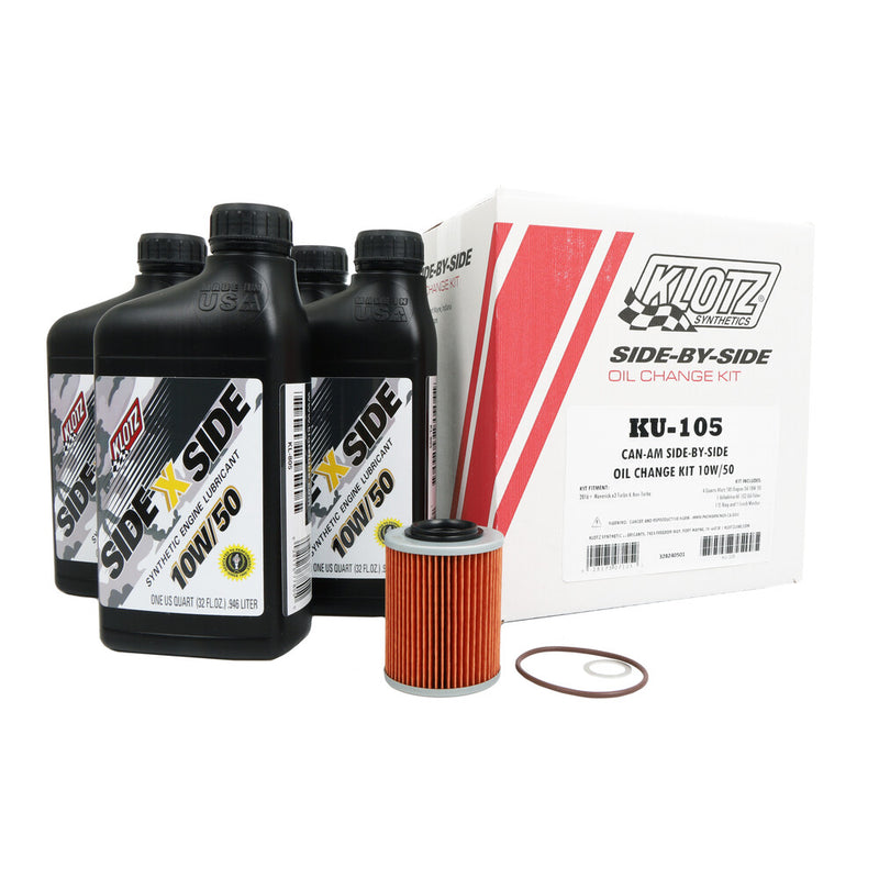Klotz Oil Sidexside OIL Change Kit 10W50 W OIL Filter CAN - KU-105 Can-Am Maverick 2017-2023