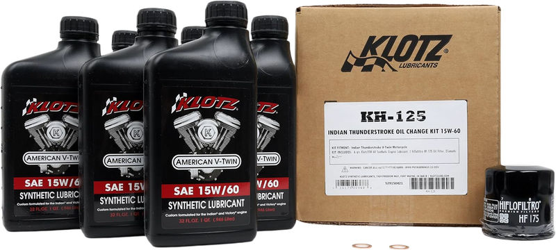 Klotz Oil 842-0172 KH-125 INDIAN THUNDERSTROKE 6QT SYNTHETIC OIL CHANGE KIT