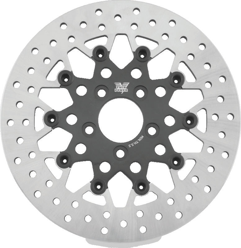TwinPower 666826 Twin Power 08-Up FLH FLT Rear 11.8in Floating Rotor Mesh Black - Photo - Primary