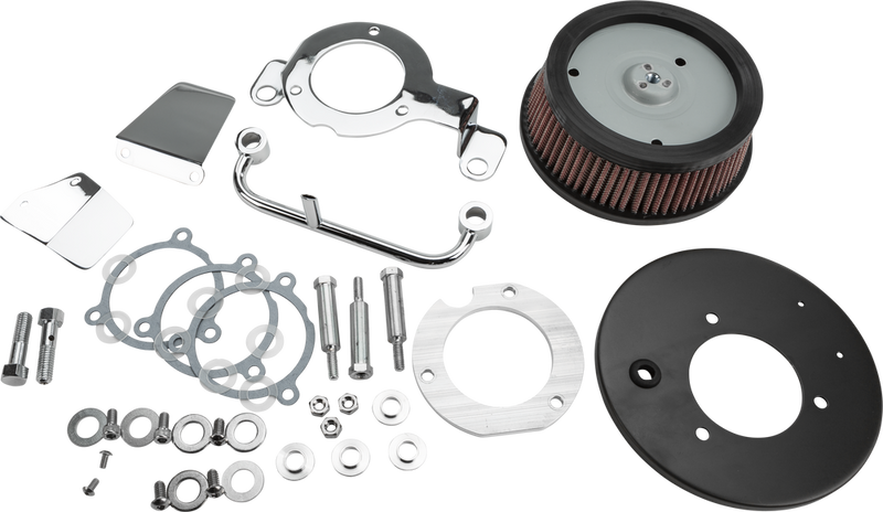 Harddrive M8 Round HI Perform Chrome A C AND Breather Kit - 120428 For Harley Motorcycles 2017-2018