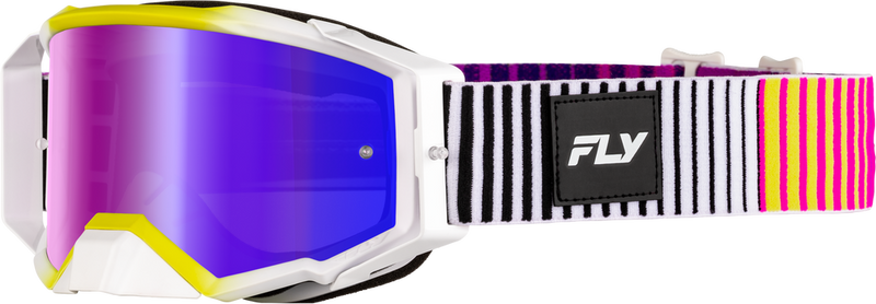 Fly Racing 37-5517 37-5517 ZONE ELITE GOGGLE PNK/YEL/PUR W/ IRIDESCENT RED MIR/SMK LENS
