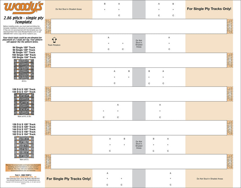Woody's 18-3963 286S-TEMP-2 STUD TEMPLATE 2.86" SINGLE PLY