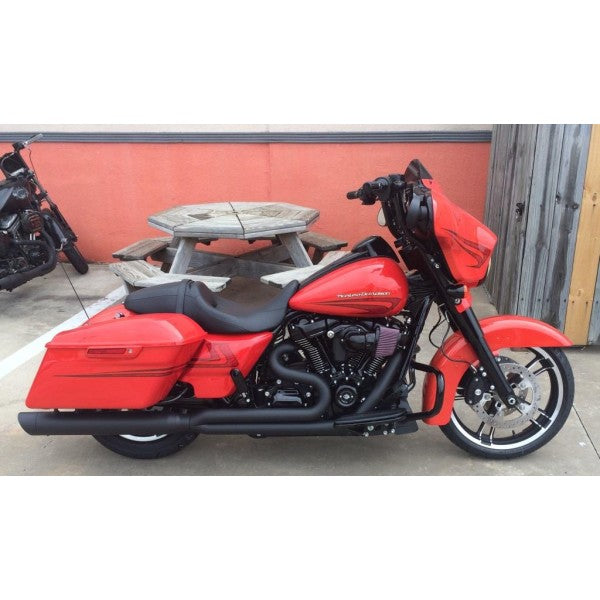 D&D EXHAUST Billet Cat 2-Into-1 Exhaust for 2009-2016 Harley Touring with Vortex Wrapped Baffle - Black