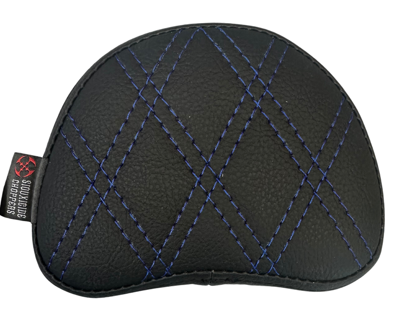 Siouxicide Choppers Halow Backrest Sissy Bar 1 1/4 In, Black, Custom Pad Cross Stitch Blue For Harley Touring 2009-2026