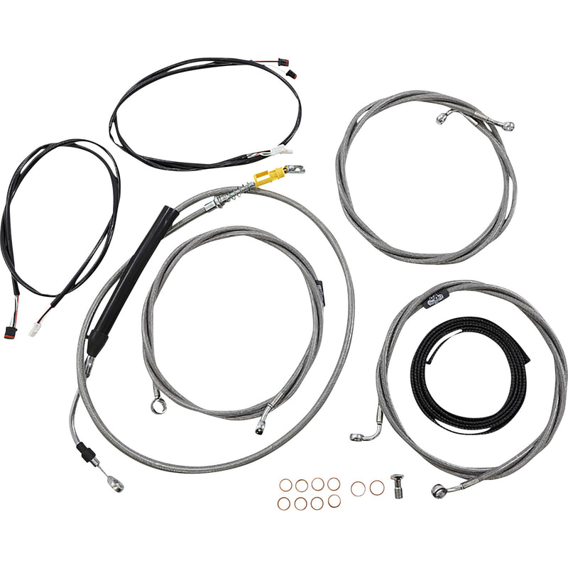 LA Choppers Complete Plug-And-Play Cable Kit 15" 17" Handlebars ABS Stainless - LA-8058KT3-16 For Harley Touring 2021-2022