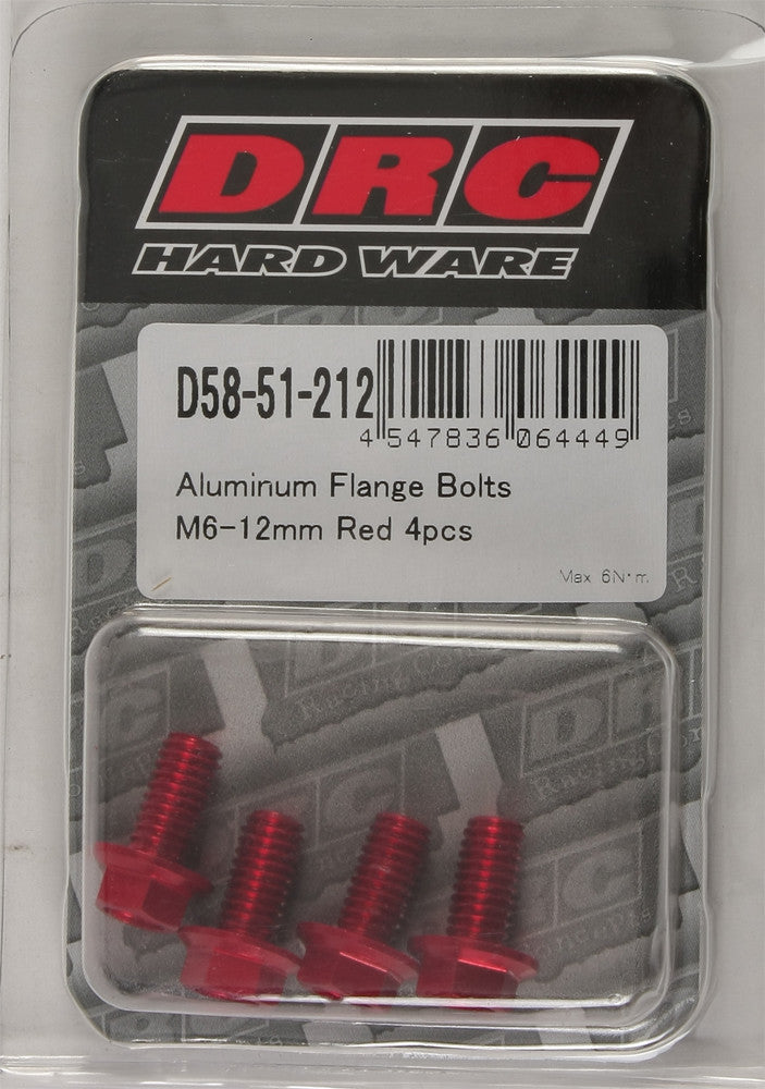 Drc 634-8312R D58-51-212 ALUMINUM FLANGE BOLTS RED M6X12MM 4/PK