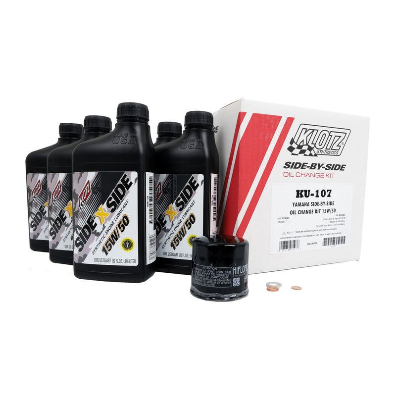 Klotz Oil 842-0107 KU-107 SIDEXSIDE OIL CHANGE KIT 15W50 /W OIL FILTER YAM
